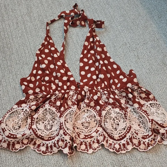 NWOT FP Polka Dot Lace Tank - Picture 1 of 9